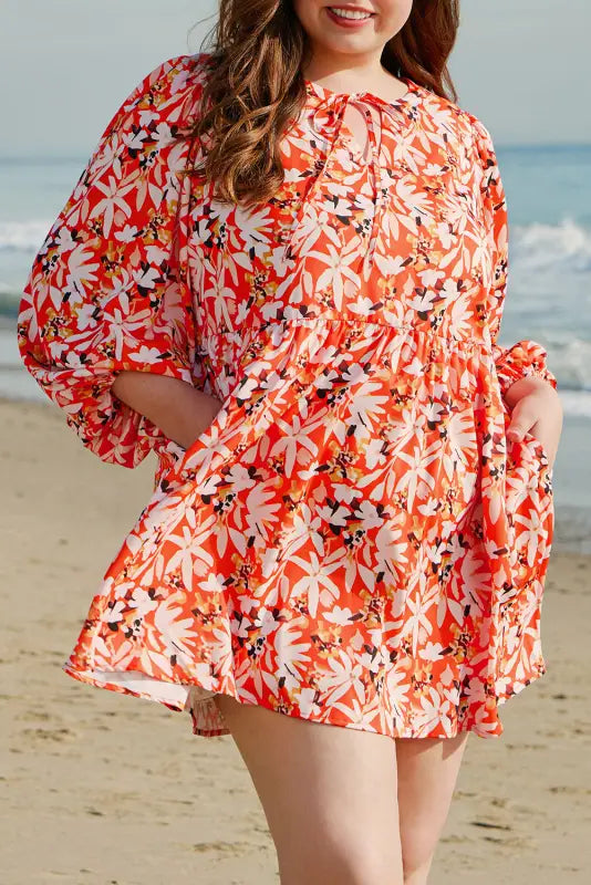 Tangerine plus size midi dress