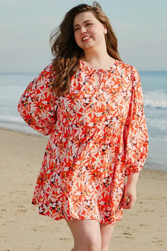 Tangerine plus size midi dress