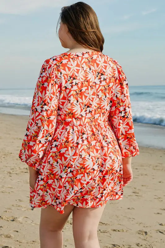 Tangerine plus size midi dress