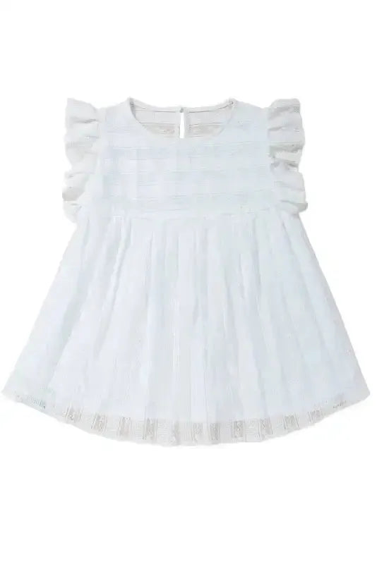 White Ruffled Lace Flowy Tank Top - Fashionfitz