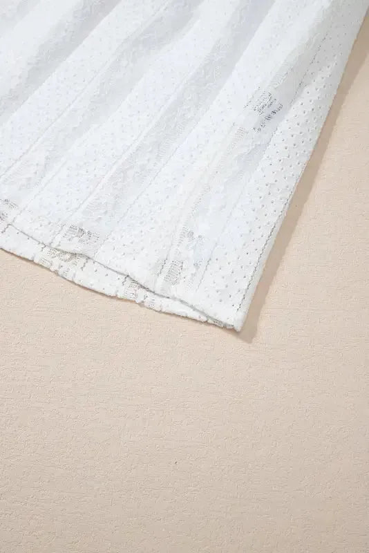 White Ruffled Lace Flowy Tank Top - Fashionfitz