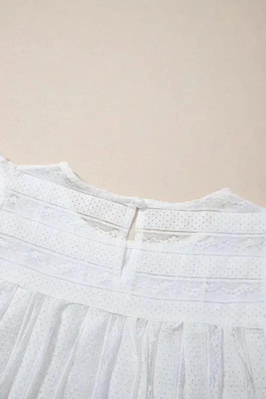 White Ruffled Lace Flowy Tank Top - Fashionfitz
