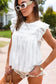 White Ruffled Lace Flowy Tank Top - Fashionfitz
