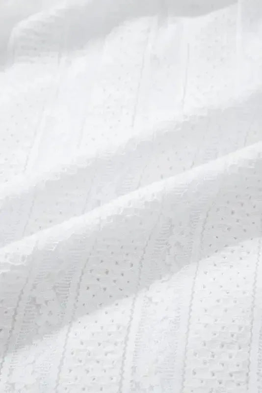 White Ruffled Lace Flowy Tank Top - Fashionfitz