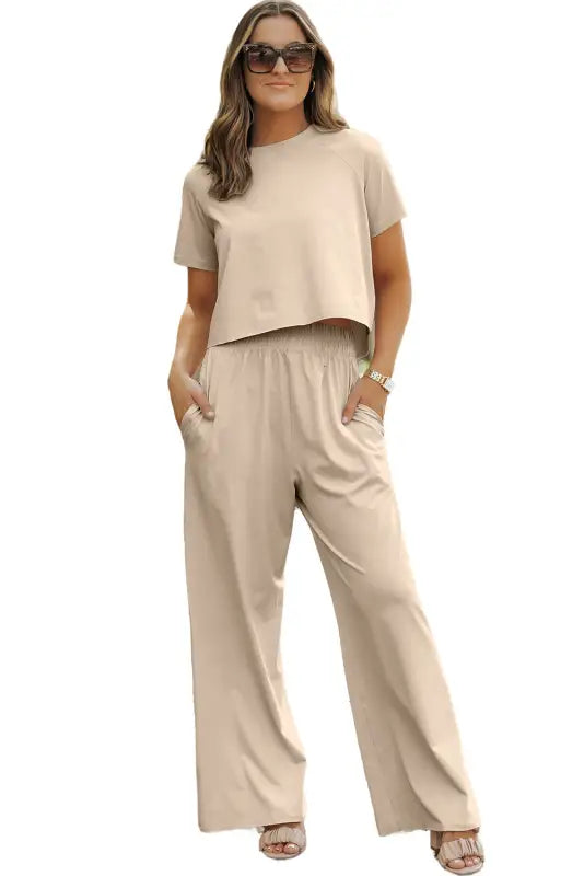 Tee & pants set - loose white raw hem - two piece sets