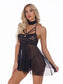 Temptation lace mesh babydoll lingerie set - babydolls & chemises