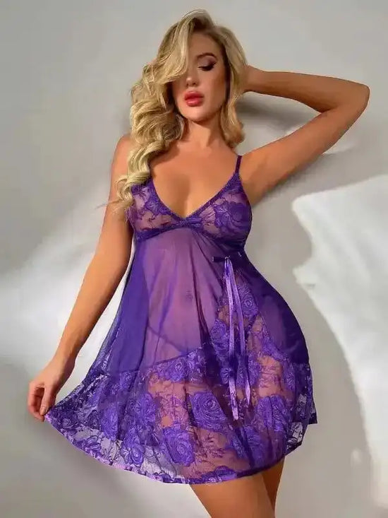Temptation Perspective Sexy Mesh Babydoll Nightgown - Fashionfitz