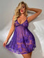 Temptation perspective sexy mesh babydoll nightgown - purple / l - lingerie