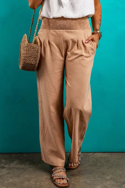 Terra firma clay smocked waist pants - s / 100% cotton