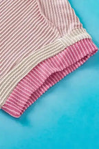 Textured Contrast Trim Round Neck T Shirt - Fashionfitz