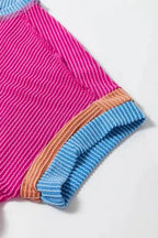 Textured Contrast Trim Round Neck T Shirt - Fashionfitz