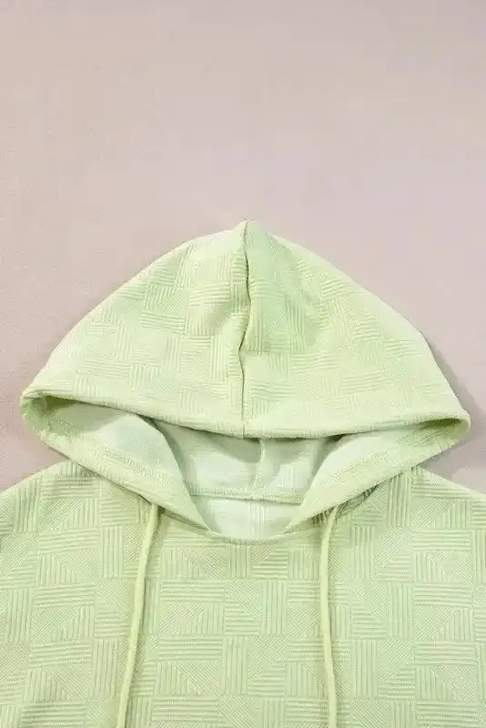 Textured Cropped Hoodie and Shorts Set - Fashionfitz