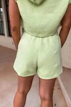Textured Cropped Hoodie and Shorts Set - Fashionfitz