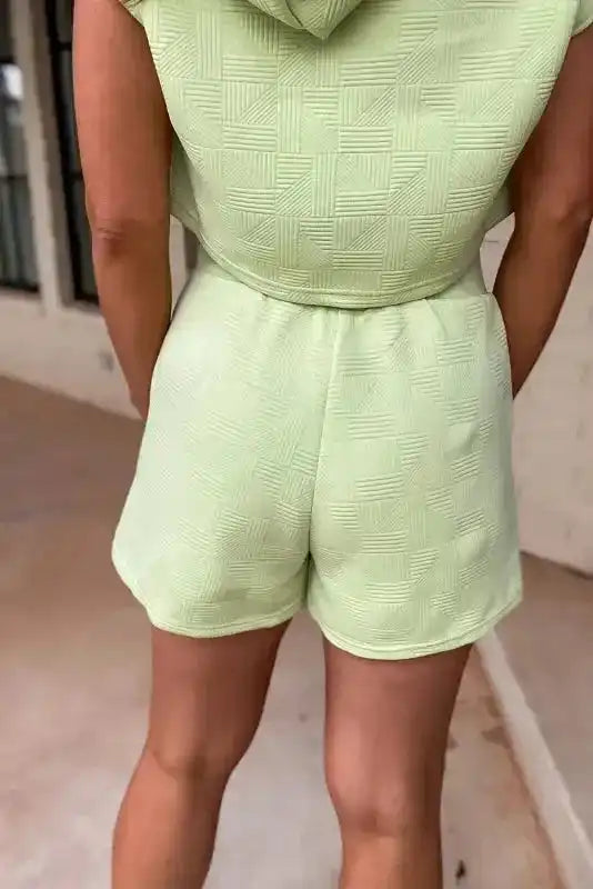 Textured Cropped Hoodie and Shorts Set - Fashionfitz