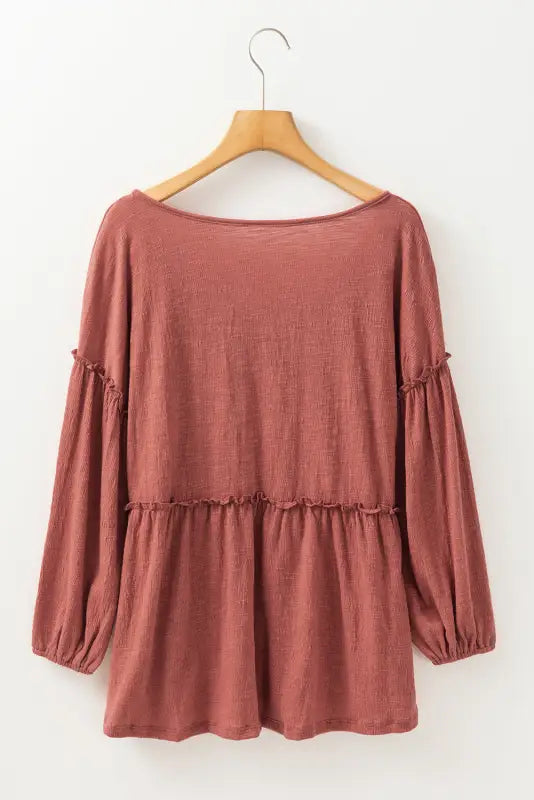 Textured grace puff sleeve tunic top