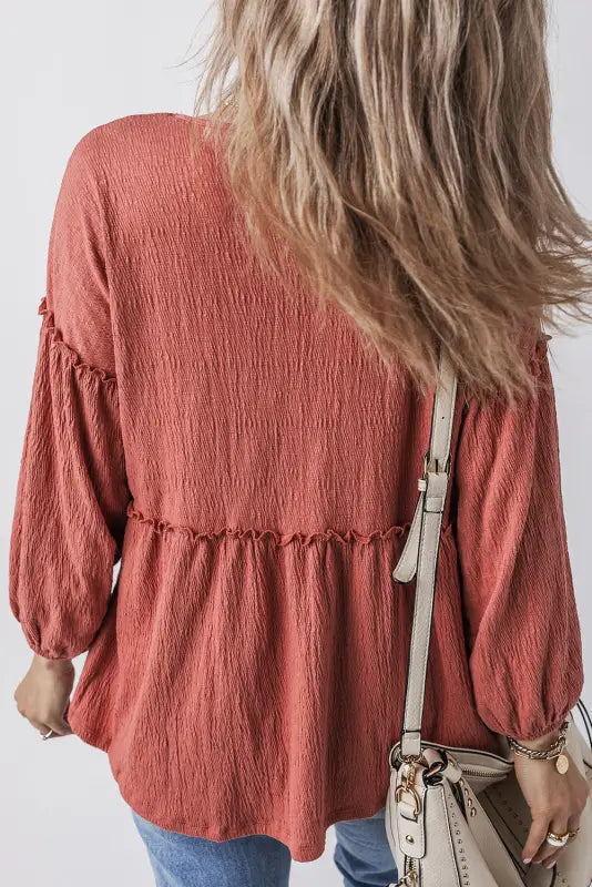 Textured grace puff sleeve tunic top