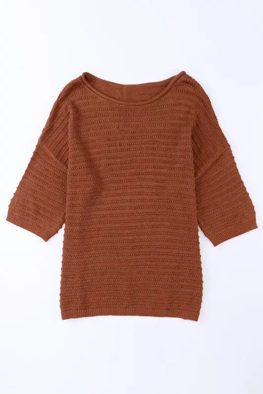 Textured knit drop shoulder tee - t-shirts