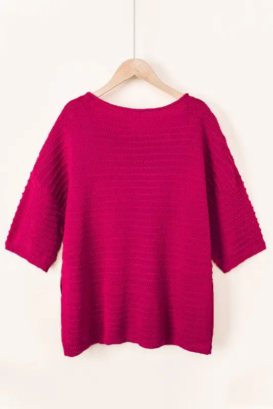 Textured knit drop shoulder tee - t-shirts