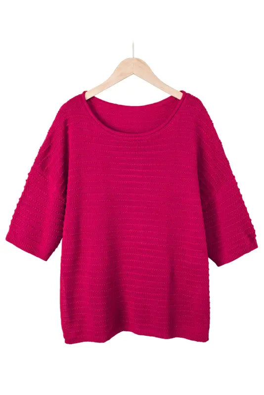 Textured knit drop shoulder tee - t-shirts