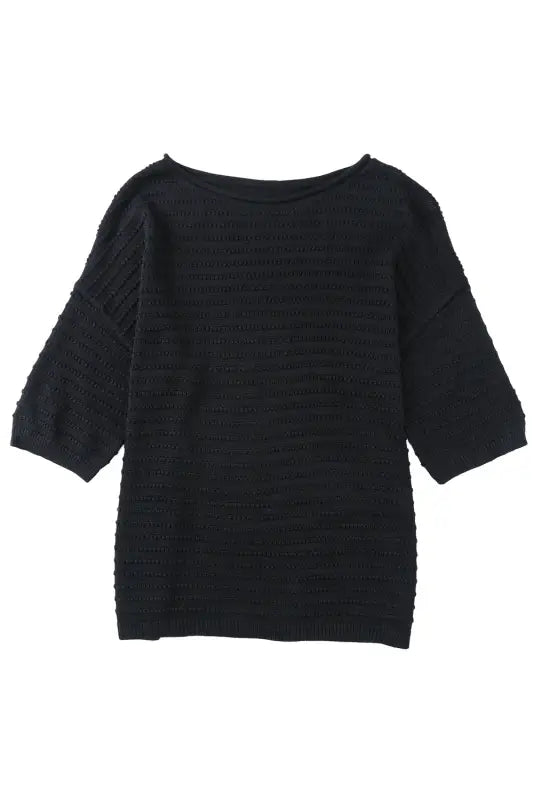 Textured knit drop shoulder tee - t-shirts