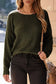 Textured knit round neck dolman sleeve sweater - sweaters