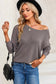 Textured knit round neck dolman sleeve sweater - sweaters