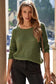 Textured knit round neck dolman sleeve sweater - green / 2xl / 55% acrylic + 45% cotton - sweaters