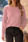 Textured knit round neck dolman sleeve sweater - sweaters