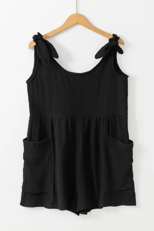 Textured knotted straps romper - rompers