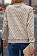 Textured Raglan Sleeve Pullover Sweatshirt - Fashionfitz