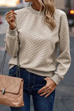 Textured Raglan Sleeve Pullover Sweatshirt - Fashionfitz