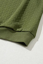 Textured Raglan Sleeve Pullover Sweatshirt - Fashionfitz