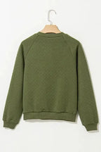 Textured Raglan Sleeve Pullover Sweatshirt - Fashionfitz