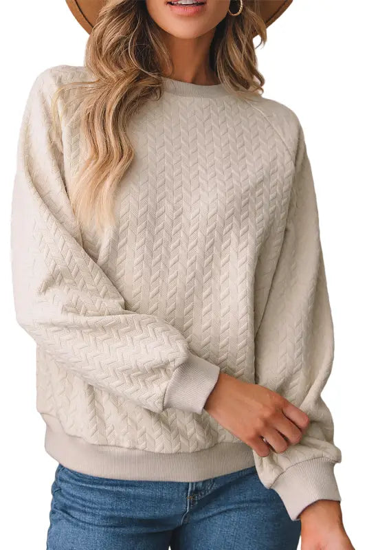 Textured raglan sleeve pullover sweatshirt | women’s sweatshirts