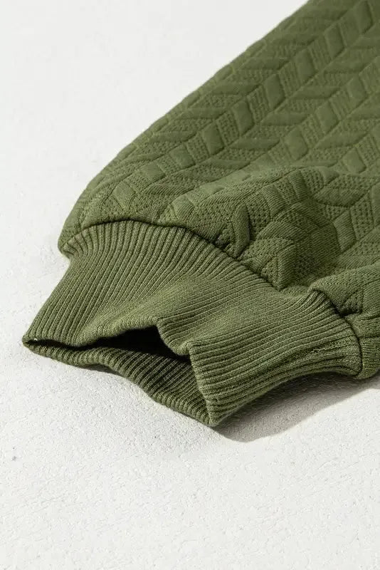 Textured Raglan Sleeve Pullover Sweatshirt - Fashionfitz