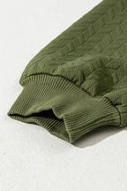 Textured Raglan Sleeve Pullover Sweatshirt - Fashionfitz