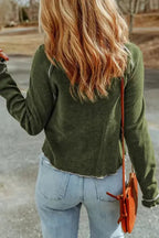 Textured Round Neck Long Sleeve Top - Fashionfitz