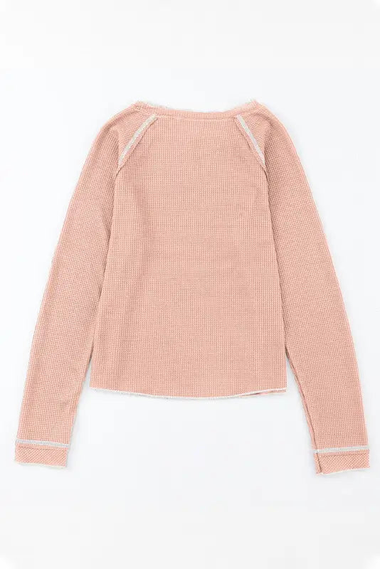 Textured round neck long sleeve top | fashionfitz