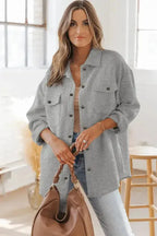 Textured Shacket - Flap Pocket - Fashionfitz