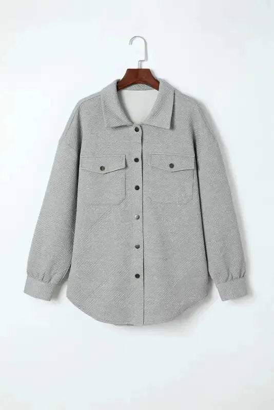Textured Shacket - Flap Pocket - Fashionfitz