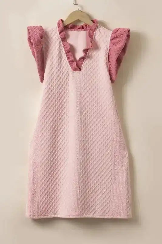 Textured Shift Mini Dress - Fashionfitz