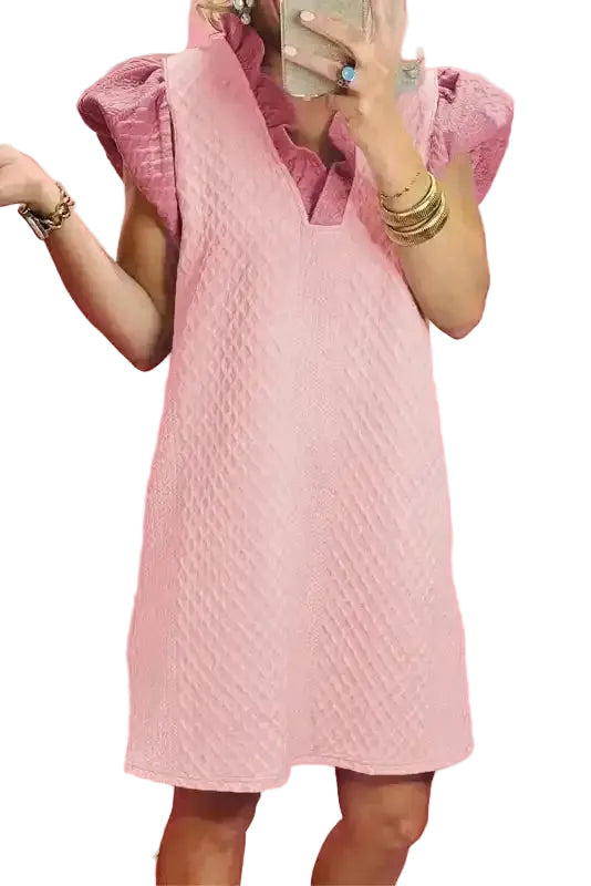 Textured Shift Mini Dress - Fashionfitz