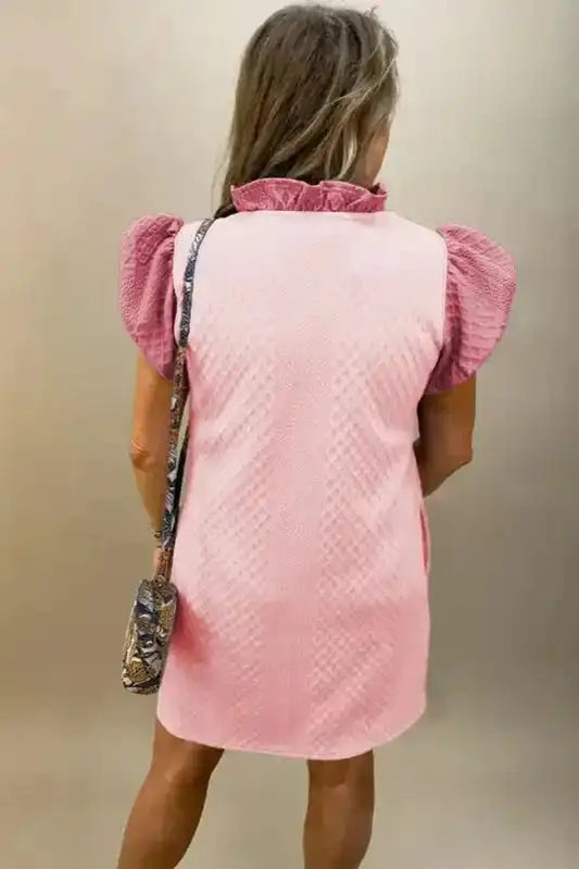 Textured Shift Mini Dress - Fashionfitz