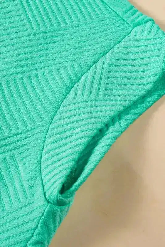 Textured T-Shirt Dress - Mint Green Cap Sleeve - Fashionfitz