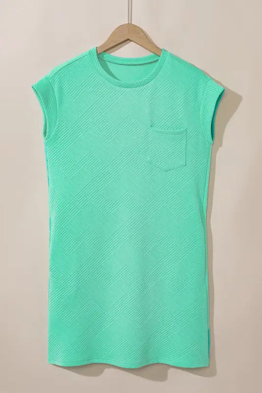 Textured t-shirt dress - mint green cap sleeve - dresses/t shirt dresses