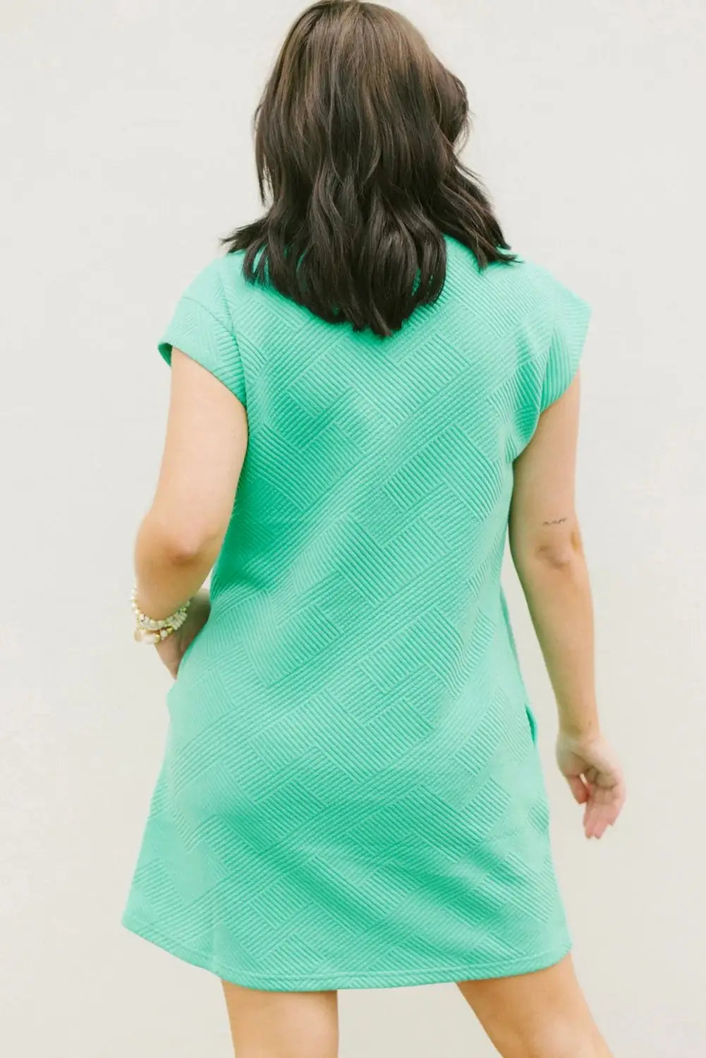 Textured t-shirt dress - mint green cap sleeve - t shirt dresses