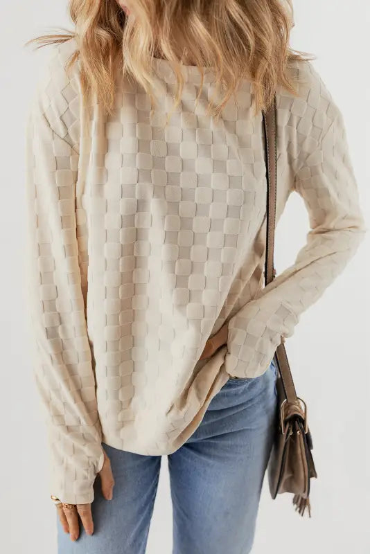 Textured thumbhole sleeve top - long tops