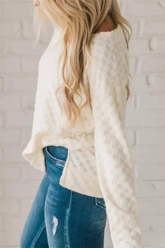 Textured thumbhole sleeve top - long tops