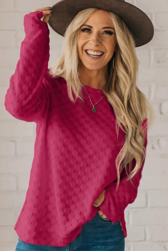 Textured thumbhole sleeve top - long tops