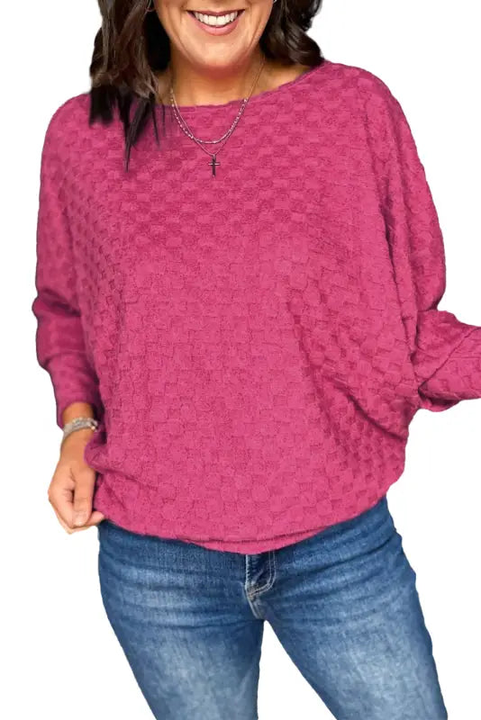 Textured thumbhole sleeve top - long tops